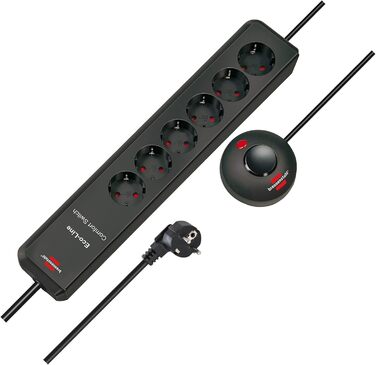 Вимикач Brennenstuhl Eco-Line Comfort, розетка на 6 розеток (розетка на 6 розеток з посиленим захистом від дотику, ножний вимикач