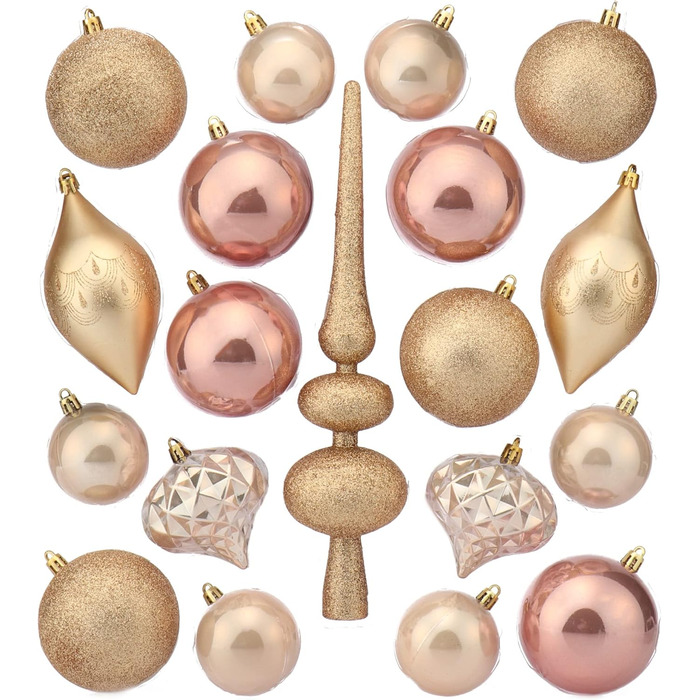 Набір різдвяних прикрас 19 предметів рожеві com-four