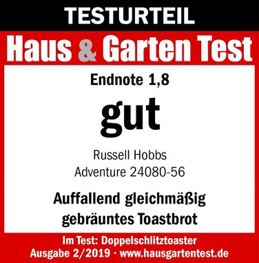 Тостер Russell Hobbs на 2 скибочки Adventure з нержавіючої сталі (надширокі слоти для тостів, в т.ч. підставка для булочок, 6 рівн