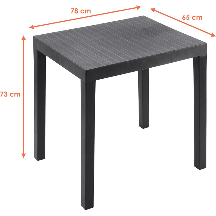 Садовий стіл Spetebo прямокутний пластиковий 78 x 65 см - антрацит - кемпінговий стіл у класичному дизайні - балконний стіл, стіл для патіо, садовий стіл для використання на вулиці