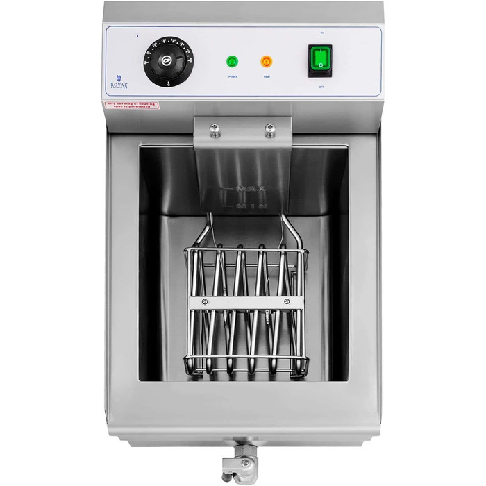 Електрична фритюрниця Royal Catering з нержавіючої сталі RCEF 16EB (3 500 Вт, ємність 16 л, діапазон температур 50-200 C, холодна зона, зі зливним краном)