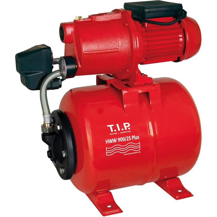 Насосна станція T.I.P. Hauswasserwerk Guss 2800 л/год, продуктивність 42 м, висота напору 600 Вт, 18 л гідроакумулятор. Міцний та тихий насос для поливу та підвищення тиску води, HWW 900/25, 31300