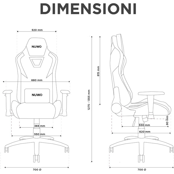 Ергономічне ігрове крісло Nuwo DoXx, крісло для ПК, ігрове крісло, 2D підлокітники, регульована спинка та висота, поперекова підтримка та підголівник, 120 кг, червона серія DoXx