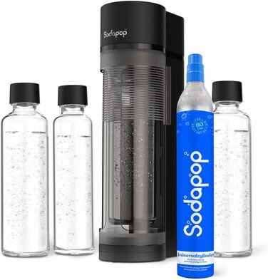 Стартовий набір Sodapop Sodapop Maker Logan з циліндром CO і 3 шт. скляною пляшкою, чорний матовий, висота 42,6 см
