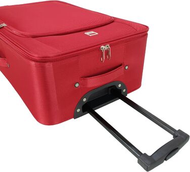 Дорожня валіза-візок SIGN Fabric Suitcase з коліщатками (ручна поклажа, середня, велика, дуже велика) (червона, ручна поклажа (51 см)) Ручна поклажа (51 см) червона