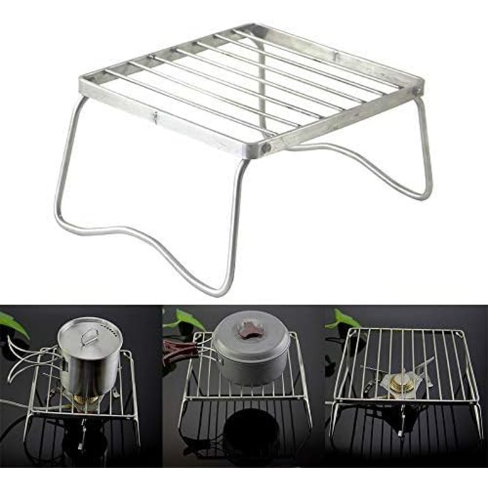 Нержавіюча сталь Гриль Стійка Підставка для пальника Підставка для плити Кемпінг Тримач для горщика Тримач для духовки Газовий вугільний кемпінг Барбекю Стійка для походів, гриля, піших прогулянок, пікніків, риболовлі