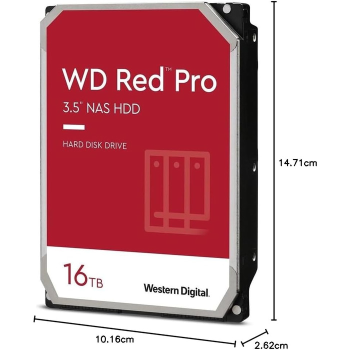 Внутрішній жорсткий диск WD Red Pro 16TB NAS 3,5 дюйма клас 7200 об/хв, SATA 6 Гбіт/с, CMR, 512 МБ кешу, версія 2025, 16 ТБ