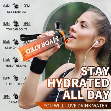 Питна пляшка Mevoly, герметична пляшка для води об'ємом 1 л без вмісту BPA, виготовлена з тритану, спортивна питна пляшка об'ємом