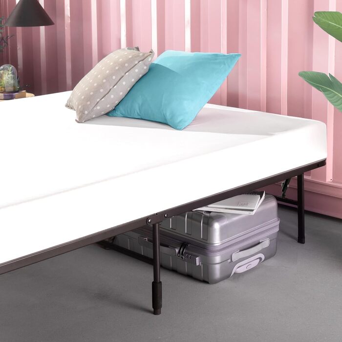 Розкладне ліжко Zinus SmartBase 160 x 190 см Висота 35 см Ідеально підходить як гостьове ліжко з місцем для зберігання речей під ліжком Металеве ліжко Чорне 160 x 190 см Чорний