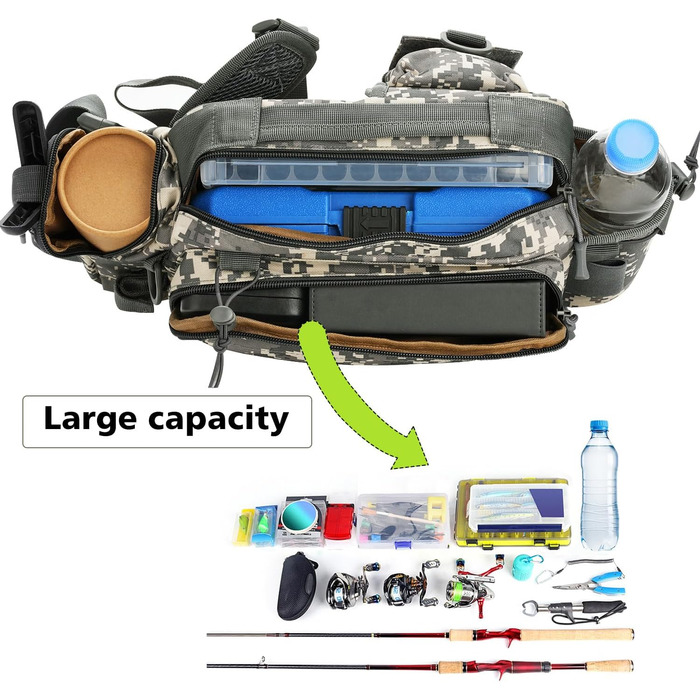 Рибальська сумка Noosverl, сумка для рибалки водонепроникний зносостійкий рибальський рюкзак для рибальського приладдя з 4 карабінами