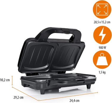 Бутербродниця Tristar SA-3060 Дуже глибокі сковороди дві порції за раз, чорна одна