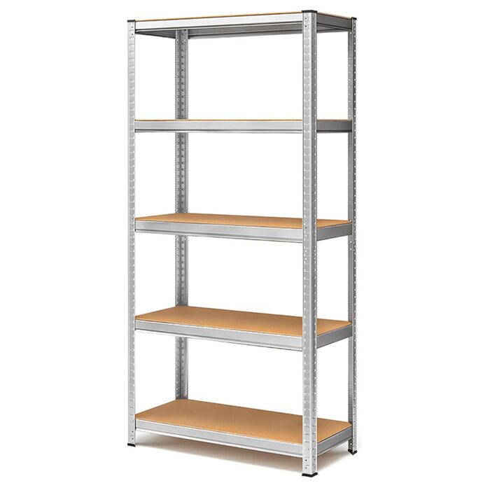 Потужний стелаж Blumixx 180x90x40 - вантажопідйомність 875 кг на полицю, 5 регульованих полиць з МДФ - стелажі для підвалу, стелажі для зберігання, металевий стелаж, система стелажів без болтів - система стелажів для майстерні, комори, гаража