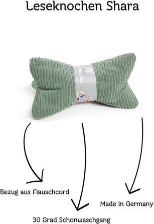 Подушка для читання MAGMA у формі кістки Shara ергономічної форми вельветова смугаста (шавлія)