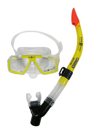 Маска для дайвінгу Aqualung COZUMEL PRO з комплектом трубки DIEGO DRY (жовта)