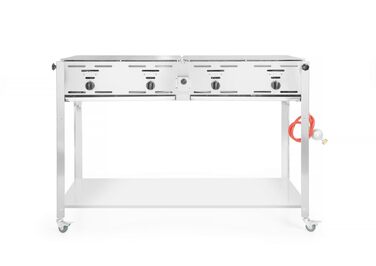 Газовий гриль HENDI Grill-Master Quattro з електронним підпалом, газовим шлангом та редуктором, для зовнішнього використання, 22 кВт, 1270x525x(В)840 мм, нержавіюча сталь 18/0, Large