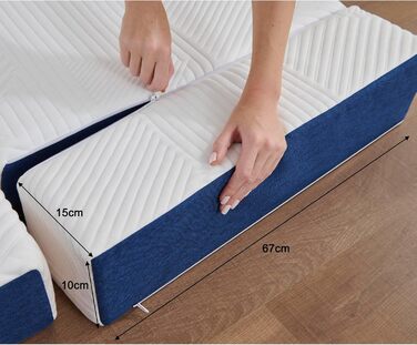 Складаний матрац 120 x 195 x 15 см, 4-секційний, складний - Складаний матрац зі знімним чохлом, гостьовий матрац для подорожей, кемпінгу, гостьове ліжко (білий та синій) 120x195x15 15,0 сантиметрів