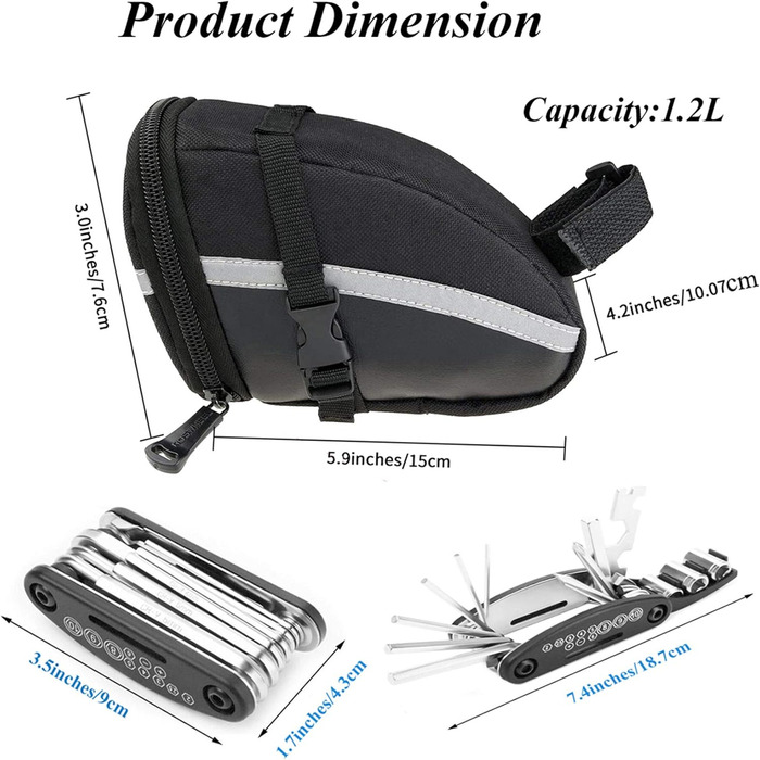 Сумка для сідла Aspiree (З ремкомплектом), 1,2 л (150 x 75 x 105 мм)
