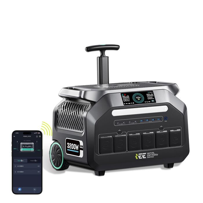 Портативна електростанція IEEE P3200 3200 Вт, сонячний генератор 2048 Втгод, зарядка змінного струму 1800 Вт та сонячна зарядка 1000 Вт, електростанція на LiFePO4 акумуляторах для аварійного живлення вдома, при відключенні електроенергії, для кемпінгу, дл