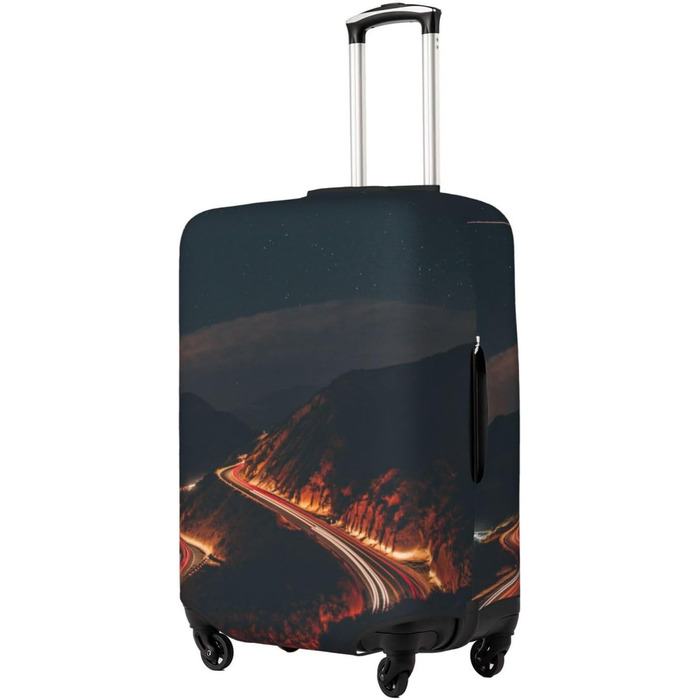 Чохол для валізи Нічне місто з принтом, еластичний захист від подряпин та пилу для подорожей, чорний, розмір 80