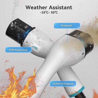 Зарядний кабель EVPEIWE 11кВт 16А тип 2 для електромобілів, 5М Портативний зарядний кабель типу 2 до типу 2 для електромобілів 480