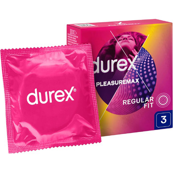 Презервативи Durex Pleasuremax Rippled з кільцями та ґудзиками, 3 шт. и, без запаху, гумові