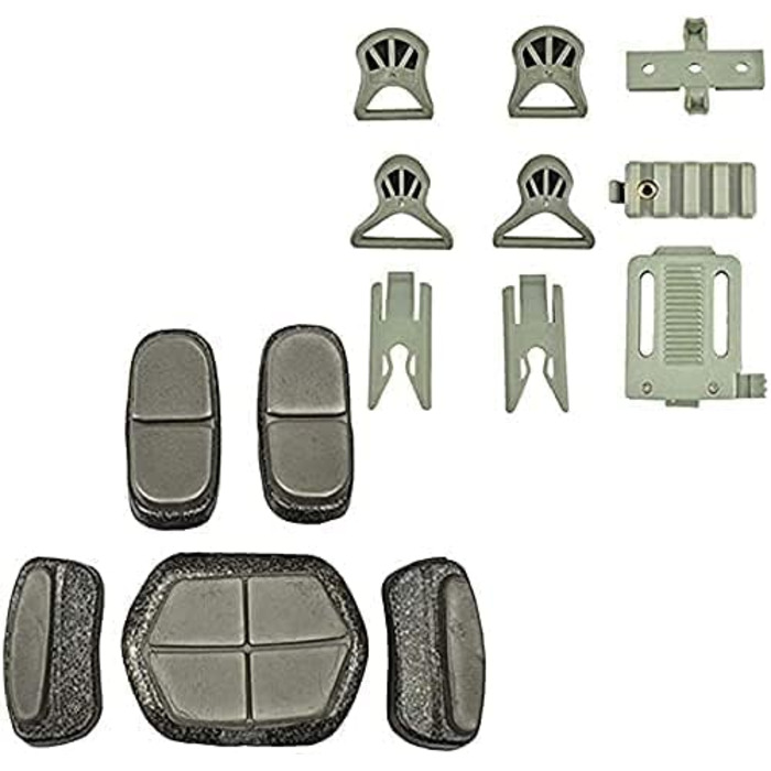 Шолом для пейнтболу PJ Airsoft Fast зі складними засобами захисту вух, маскою з напівсталевої сітки та комплектом захисних окулярів OD