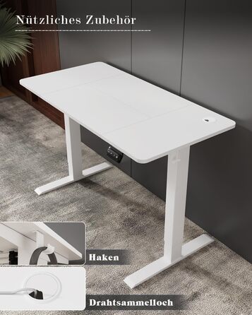 Стіл Flamaker з регульованою висотою, електричний стіл з регулюванням висоти для роботи сидячи та стоячи, комп&39ютерний стіл з функцією пам&39яті, міцний стіл для роботи стоячи, офісний стіл, 120 x 60 см, білуватий