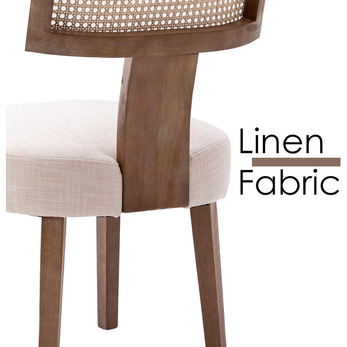 Комплект кухонних стільців Chairus з 2 предметів, обідніх стільців, дерев&39яних вінтажних стільців, м&39яких стільців зі спинкою з ротанга для вітальні (бежевий), 2 шт., бежевий-2