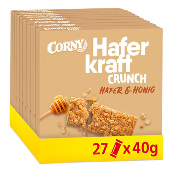 Вівсяний батончик Corny Haferkraft Crunch хрусткий з корисним вівсом та медом Велика упаковка 27x40 г Crunch Oats & Honey