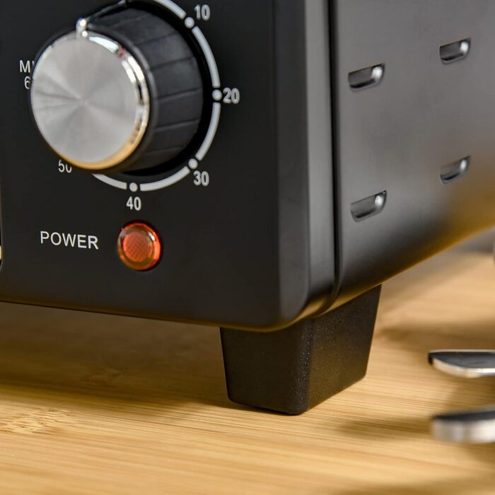 Міні-піч HOMCOM 21 л з 1 решіткою та 1 деком для випікання 3 режими приготування 100C-230C з регульованою температурою Міні-піч для піци 1400 Вт з решіткою для гриля Нержавіюча сталь Скло ЧорнийСріблястий