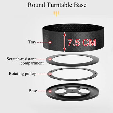 Обертова підставка для спецій, поворотний органайзер, чорний, кухонна полиця з вуглецевої сталі, карусель для спецій Lazy Susan, кухонний органайзер, підставка для спецій для банок та пляшок зі спеціями, 2 яруси