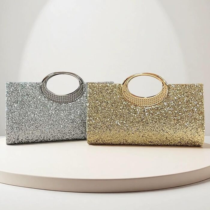 Клатч вечірній, блискуча сумочка, вечірня сумочка з камінням, сріблястий