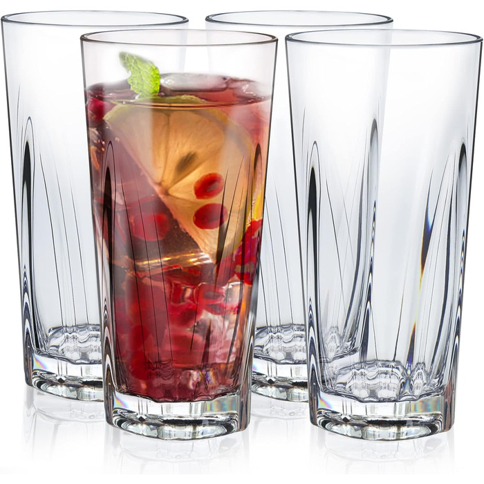 Пластикові стакани Asashizen PC 385 мл набір з 4 шт. , акрилові стакани для пиття, стакани для миття в посудомийній машині, для ді