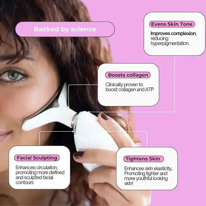 Масажер для обличчя проти зморшок, пристрій для краси обличчя з 7 режимами, пристрій для обличчя для підтяжки шкіри та ліфтингу Ems масаж обличчя (чорний), 7-in-1 Led Facialsculptor Original