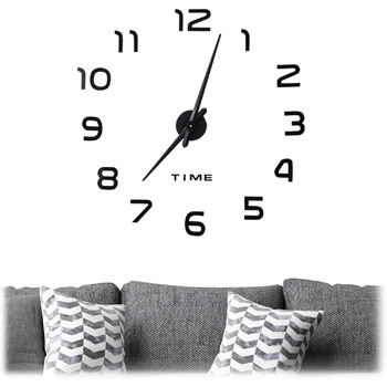 Настінний годинник Relaxdays DIY, 3D-цифри, настінне татуювання годинника, проста установка, змінний розмір, сучасний, чорний