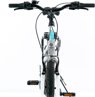 Дюймовий міський велосипед, велосипед для дівчаток, дитячий велосипед, жіночий велосипед, 21 передача, розмір рами приблизно 42 см, білий/бірюзовий, новий - 051, 24-