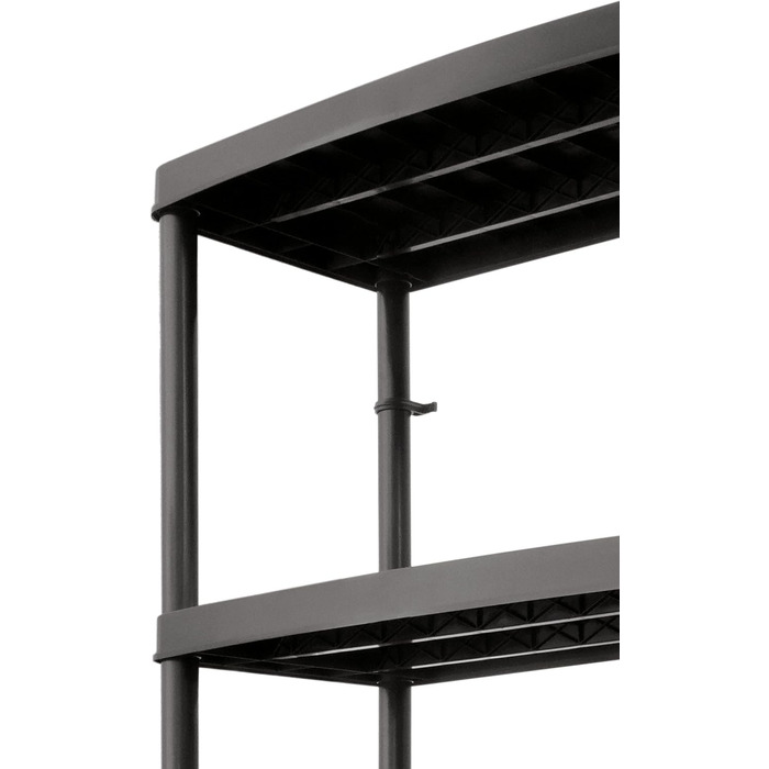 Пластиковий стелаж - з 5 полицями - висота 180 см, ширина 74 см - виготовлений з міцного пластику - для підвалу, гаража, комори, саду - до 50 кг/полиця - вставний стелаж - Чорний 180x74x40 см