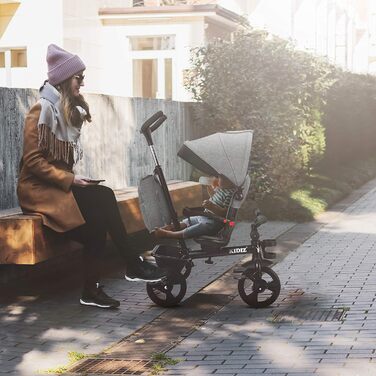 Триколісний велосипед 5в1 дитячий триколісний велосипед з рульовою системою штовхач від 1 року, біговел вперед і назад, корзина су