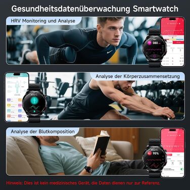 Новий смарт-годинник для чоловіків з ЕКГHRV/ІМТ/сечовою кислотою/Bitterbox, 1.43-дюймовий AMOLED годинник для здоров&39я з 24-годинним моніторингом артеріального тиску, серцевого ритму, температури тіла, SpO2, монітором сну, фітнес-годинник для Android iO