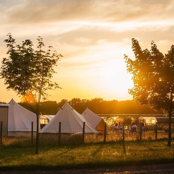 Намет TOMOUNT Bell 3 м 4 м Глемпінговий намет для 3-6 осіб Бавовняний сімейний намет Кемпінговий намет Намет-тіпі Пірамідальний намет для груп, сімей, кемпінгу на свіжому повітрі, вечірок 4 м