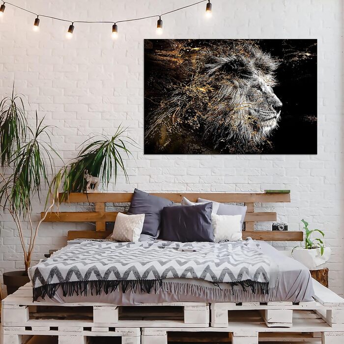 Лев Абстрактний 120x80 см полотно картина на полотні неткані фреска художній принт настінний друк стіна вітальня стіна прикраса ст