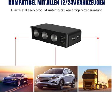 В 1) Розподільник прикурювача автомобільний адаптер 12В 120 Вт автомобільний зарядний пристрій 3 розетки 24В з декількома розгалуж