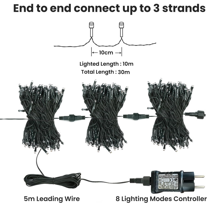Ялинкові вогні з функцією таймера пам'яті 10 м Moxled