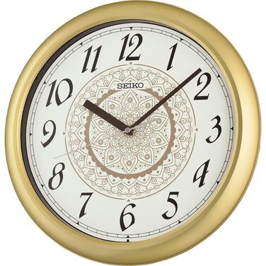 Настінний годинник Seiko у золотистому металевому кольорі