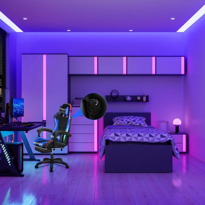 Ігрове крісло для ПК, офісне крісло, стілець для столу, зручне комп&39ютерне крісло, крісло для відстеження гравців із латексною спинкою, сумісний з Bluetooth динамік, колеса, що обертаються на 360 градусів, пульт дистанційного керування для дітей, чорний