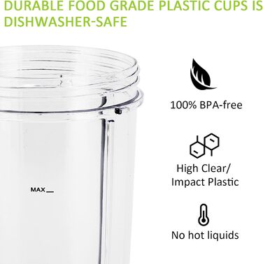 Упаковки 24 унції змінних чашок блендера для оригінальної соковижималки NutriBullet Pro 900 Вт 600 Вт Запчастини для соковижималки Чашки для смузі з 2 насадками блендера з двосторонньою верхньою кришкою Глечик без бісфенолу А, 2