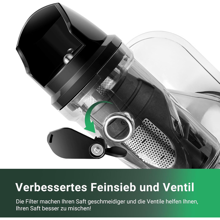 НовинкаСоковижималка AOBOSI-Повільна соковижималка з 2 швидкостями - Соковижималка для овочів і фруктів з 8 рівнями, шнекова соковижималка зі щіткою для чищення та 2 чашки соковижималки для фруктів з функцією реверсу 40 x 17 x 37 (CM) Сірий