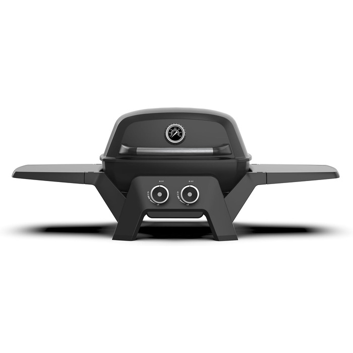 Конфорочний газовий мангал GRANDSTATE BLACK KITE 200 з візком для барбекю, піддоном для збору жиру, потужною подвійною конфоркою,