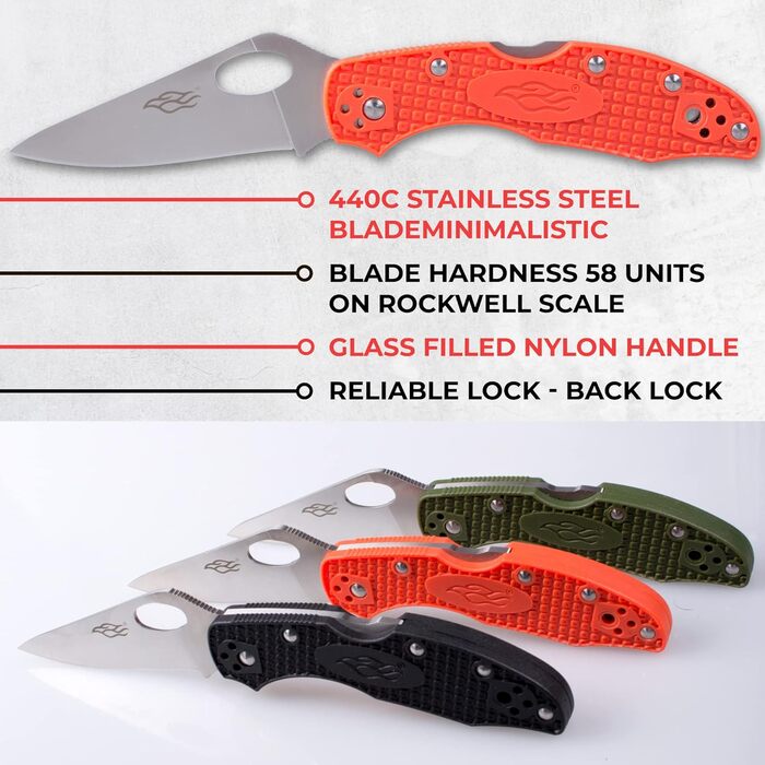 Кишеньковий складаний ніж зі сталі 440C лезо 75 мм нековзна ручка з кліпсою Кемпінг Полювання Риболовля Відкритий EDC ніж 175 мм 6