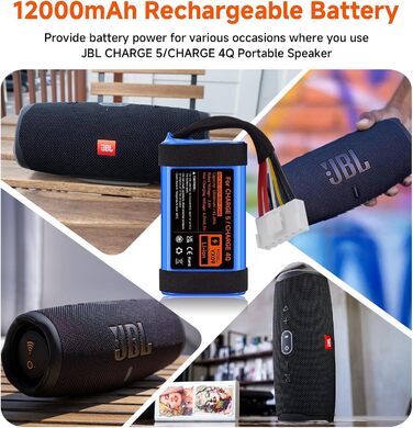 Замінний акумулятор 3,6 В/12000 мАг для JBL Charge 5, для бездротової Bluetooth-колонки JBL Charge 5, артикул GSP-1S3P-CH40 GSP-1S3P-CH4A Акумулятор GSP-1S3P-CH4D (не сумісний з JBL Charge 4)